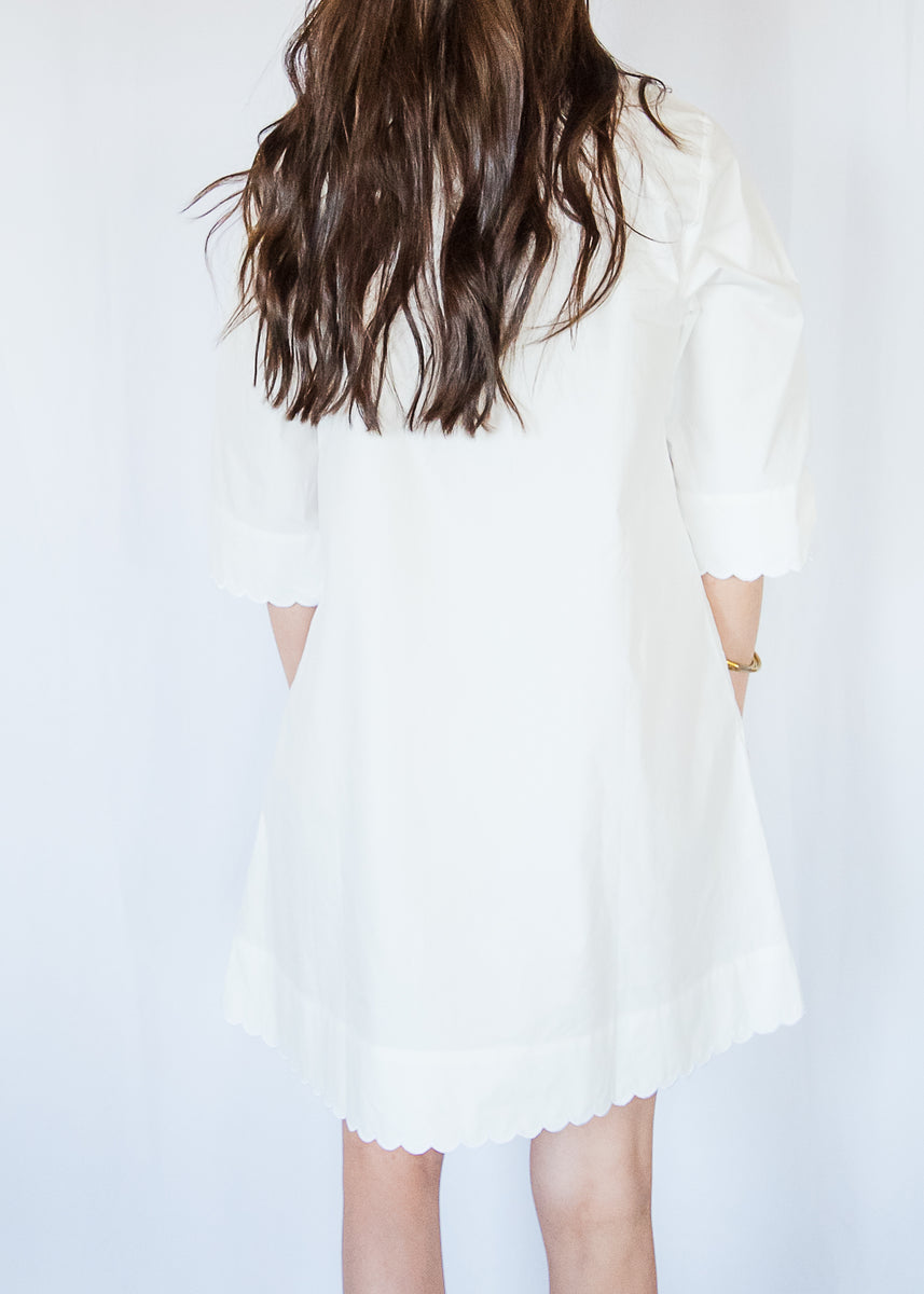 Casero & Associates White Scallops Dress